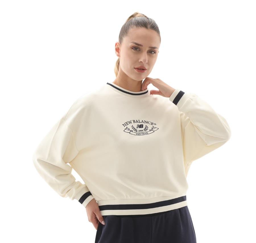 New Balance Wnc3501 Kadın Sweatshirt Beyaz New Balance Wnc3501 Kadın Sweatshirt Beyaz