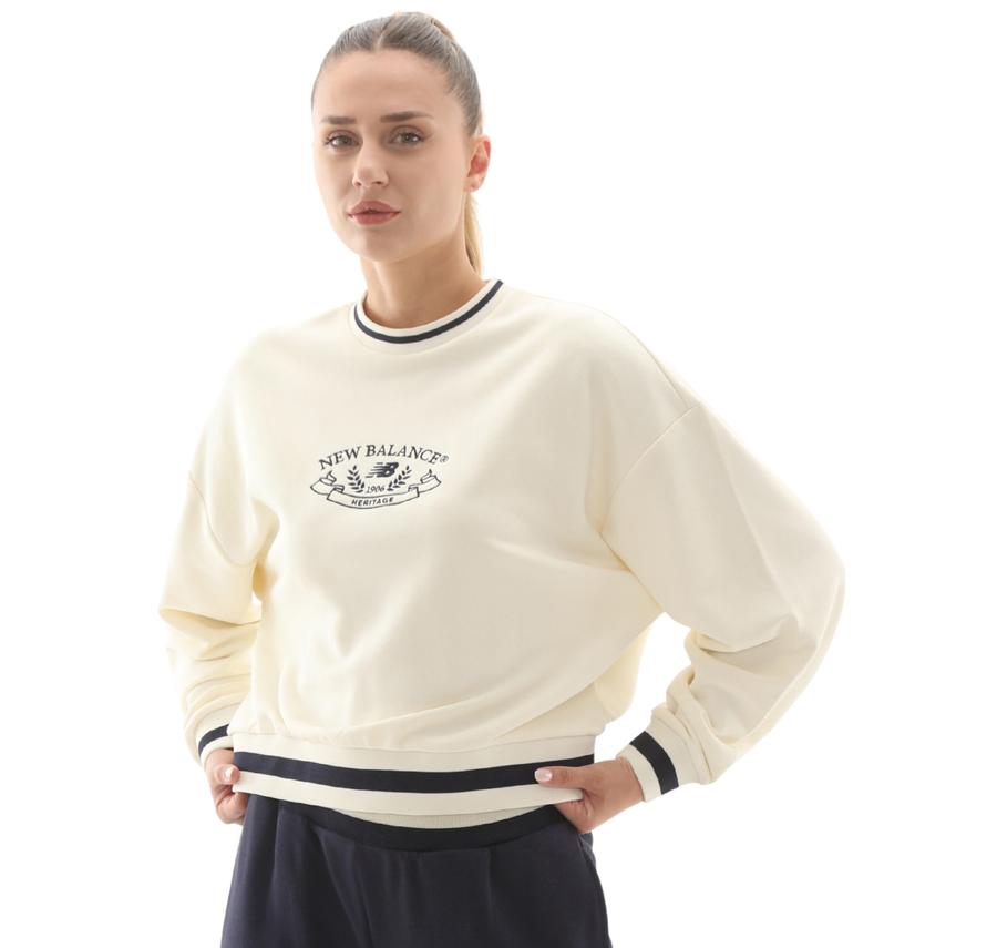 New Balance Wnc3501 Kadın Sweatshirt Beyaz New Balance Wnc3501 Kadın Sweatshirt Beyaz