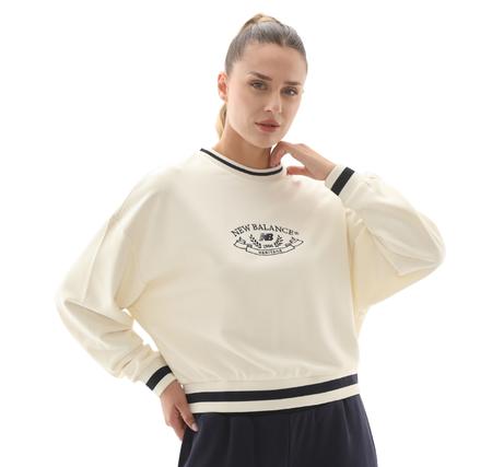 New Balance Wnc3501 Kadın Sweatshirt Beyaz New Balance Wnc3501 Kadın Sweatshirt Beyaz