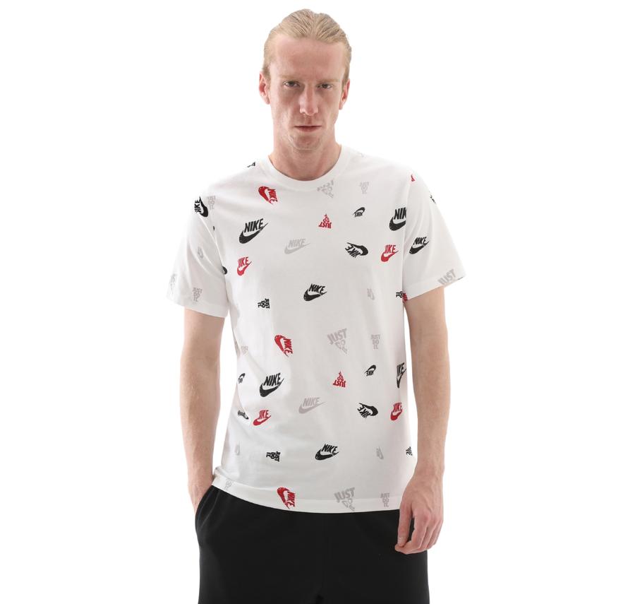 Nike M Nsw Tee 12Mo Aop Erkek T-Shirt Beyaz Nike M Nsw Tee 12Mo Aop Erkek T-Shirt Beyaz