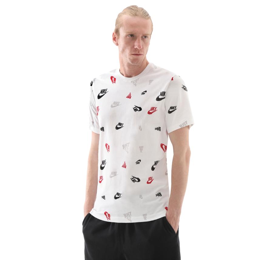 Nike M Nsw Tee 12Mo Aop Erkek T-Shirt Beyaz Nike M Nsw Tee 12Mo Aop Erkek T-Shirt Beyaz