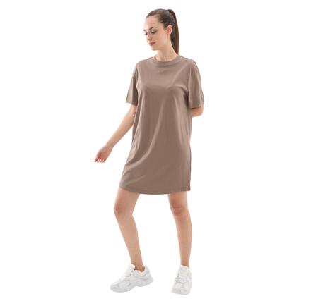 Nike W Nsw Essntl Ss Dress Tshrt Kadın Elbise - Etek Kahve