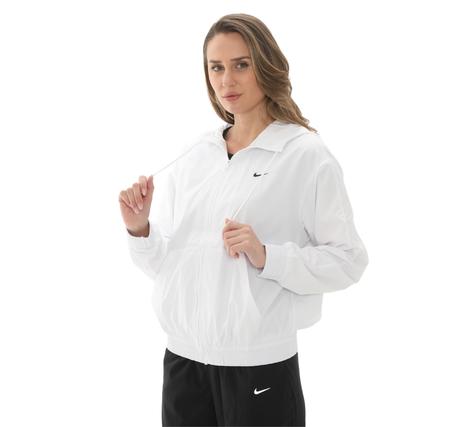 Nike W Nsw Essntl Uv Wvn Jkt Hd Kadın Yağmurluk-Rüzgarlık Beyaz