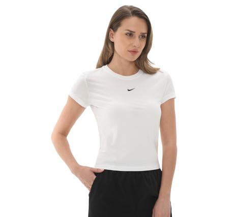Nike W Nsw Nk Chll Knt Md Crp Kadın T-Shirt Beyaz Nike W Nsw Nk Chll Knt Md Crp Kadın T-Shirt Beyaz