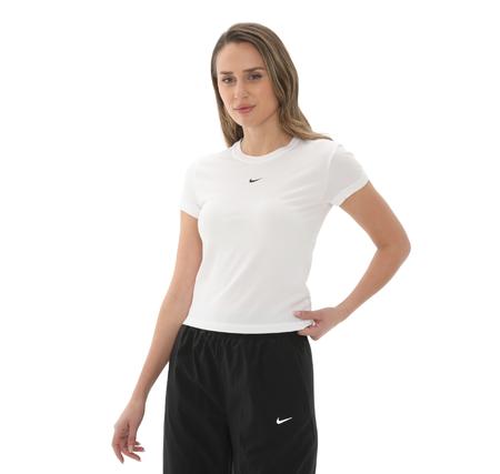 Nike W Nsw Nk Chll Knt Md Crp Kadın T-Shirt Beyaz