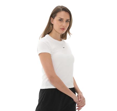 Nike W Nsw Nk Chll Knt Md Crp Kadın T-Shirt Beyaz