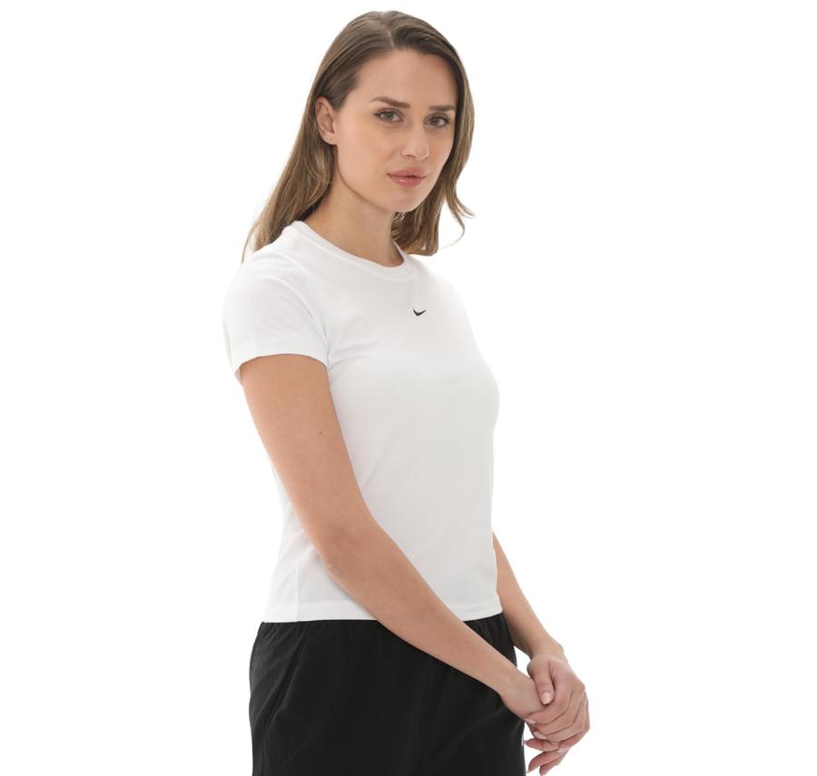 Nike W Nsw Nk Chll Knt Md Crp Kadın T-Shirt Beyaz Nike W Nsw Nk Chll Knt Md Crp Kadın T-Shirt Beyaz