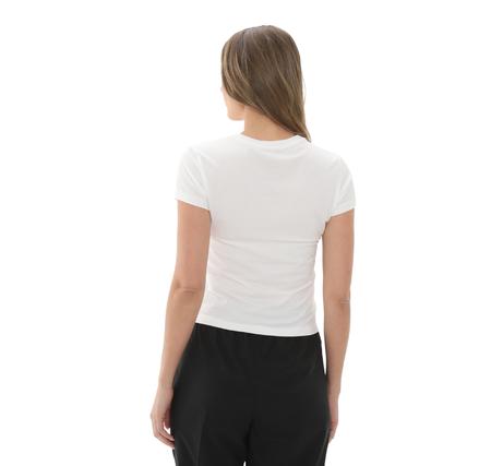 Nike W Nsw Nk Chll Knt Md Crp Kadın T-Shirt Beyaz