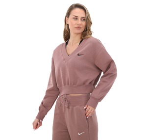 Nike W Nsw Phnx Flc Crop Vneck Kadın Sweatshirt Pembe