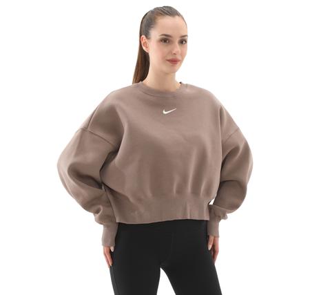 Nike W Nsw Phnx Flc Oos Crew Kadın Sweatshirt Kahve