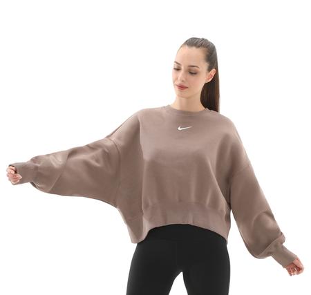 Nike W Nsw Phnx Flc Oos Crew Kadın Sweatshirt Kahve