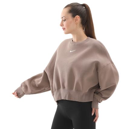 Nike W Nsw Phnx Flc Oos Crew Kadın Sweatshirt Kahve
