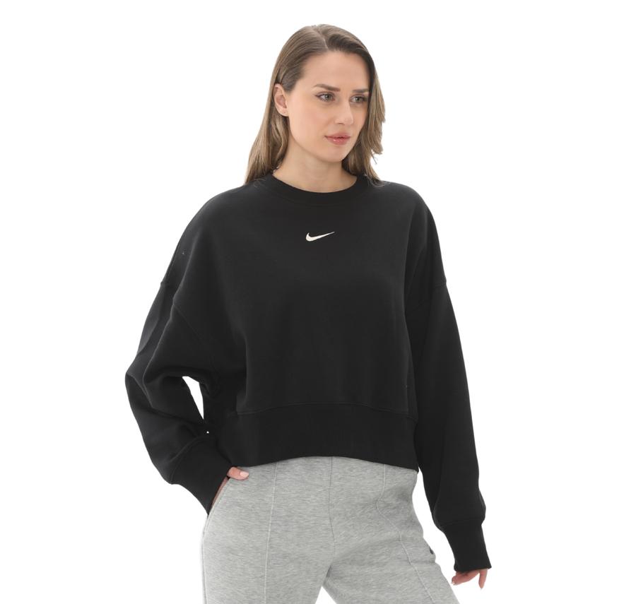 Nike W Nsw Phnx Flc Oos Crew Kadın Sweatshirt Siyah Nike W Nsw Phnx Flc Oos Crew Kadın Sweatshirt Siyah