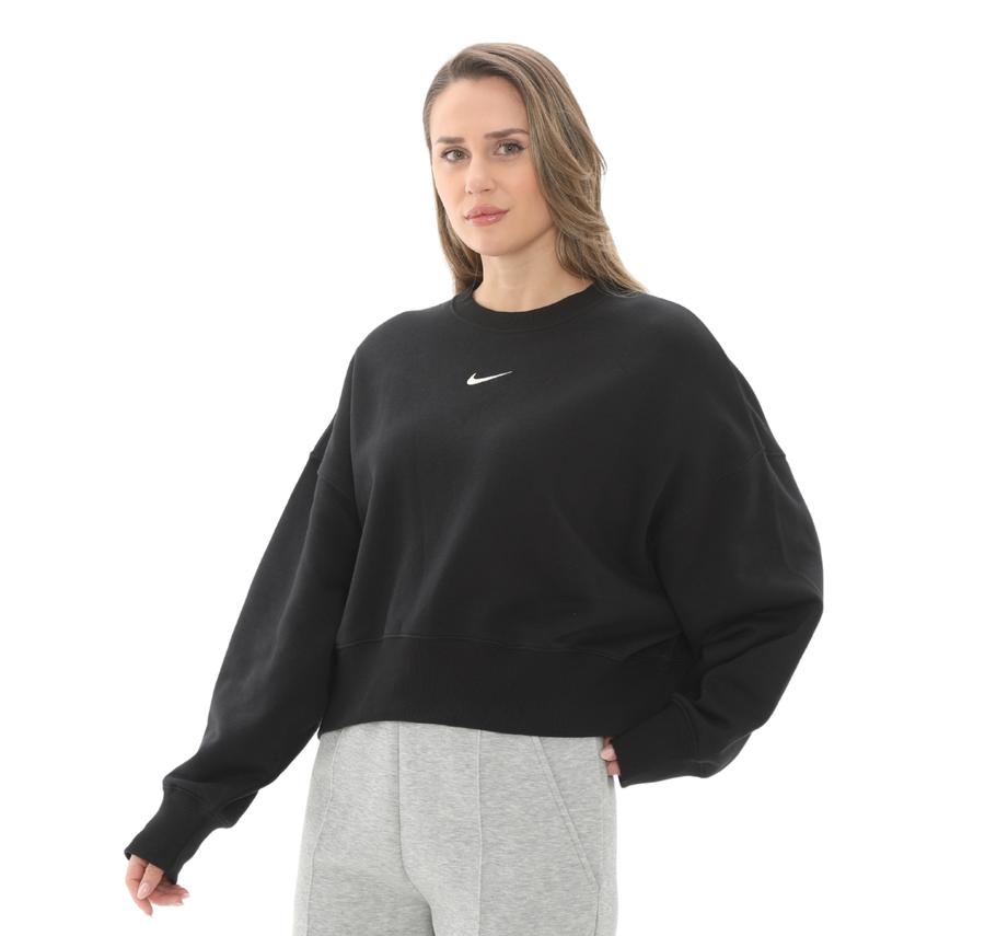 Nike W Nsw Phnx Flc Oos Crew Kadın Sweatshirt Siyah Nike W Nsw Phnx Flc Oos Crew Kadın Sweatshirt Siyah