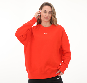 Nike W Nsw Phnx Flc Os Crew Kadın Sweatshirt Kırmızı