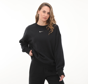 Nike W Nsw Phnx Flc Os Crew Kadın Sweatshirt Siyah