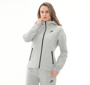 Nike W Nsw Tch Flc Wr Fz Hdy Kadın Ceket Gri