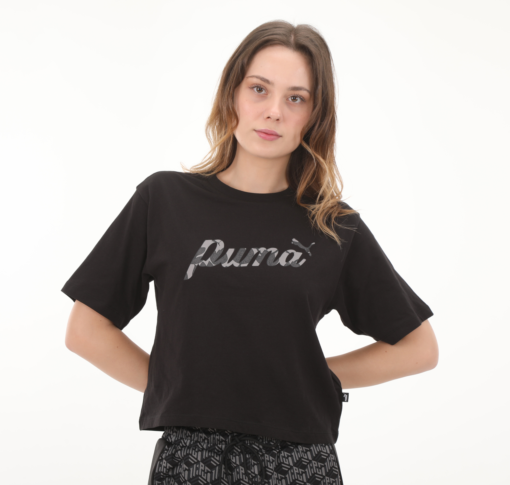 Женская футболка Puma Blossom Short Graphic Tee Turuncu для бега