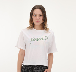 Puma Blossom Short Graphic Tee Kadın T-Shirt Beyaz