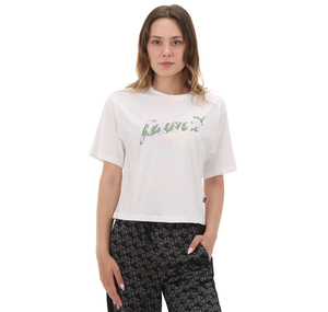 Puma Blossom Short Graphic Tee Kadın T-Shirt Beyaz