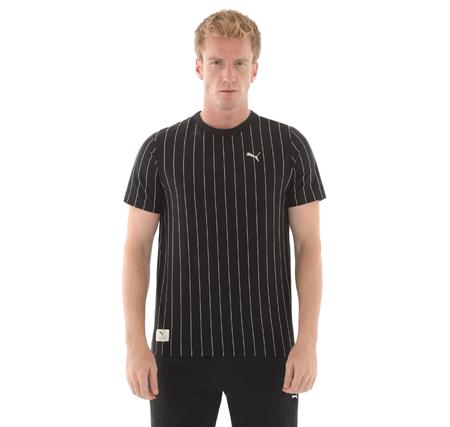 Puma Class Striped Tee Erkek T-Shirt Siyah