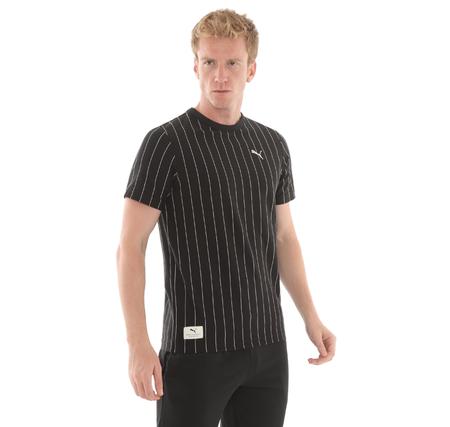 Puma Class Striped Tee Erkek T-Shirt Siyah