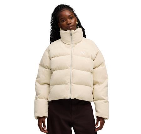 Puma Corduroy Puffer Jacket Kadın Mont Krem