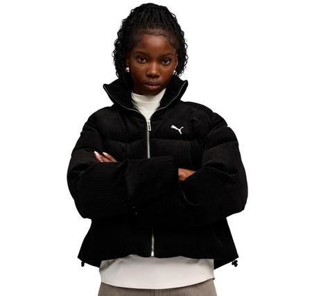 Puma Corduroy Puffer Jacket Kadın Mont Siyah