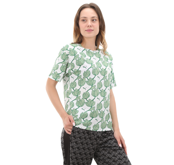 Puma Ess+ Blossom Aop Tee Kadın T-Shirt Yeşil Puma Ess+ Blossom Aop Tee Kadın T-Shirt Yeşil
