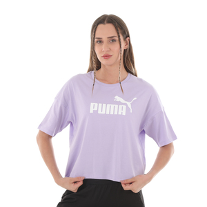 Puma Ess Cropped Logo Tee Light Straw Kadın T-Shirt Mor 0