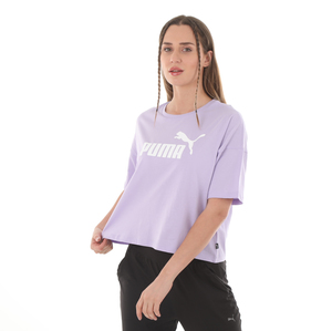Puma Ess Cropped Logo Tee Light Straw Kadın T-Shirt Mor 1