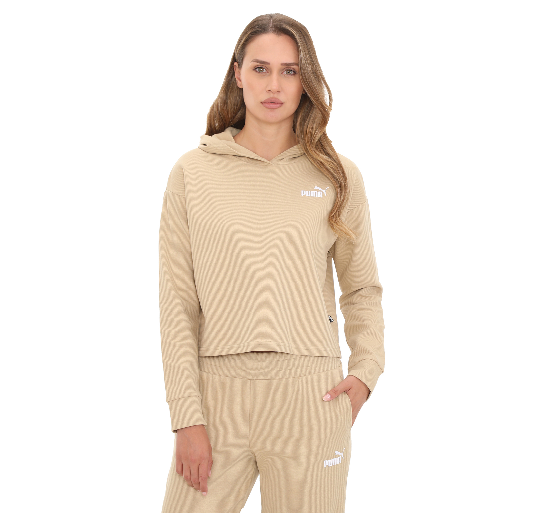 Женский свитшот Puma Ess Elevated Cropped Hoodie Haki