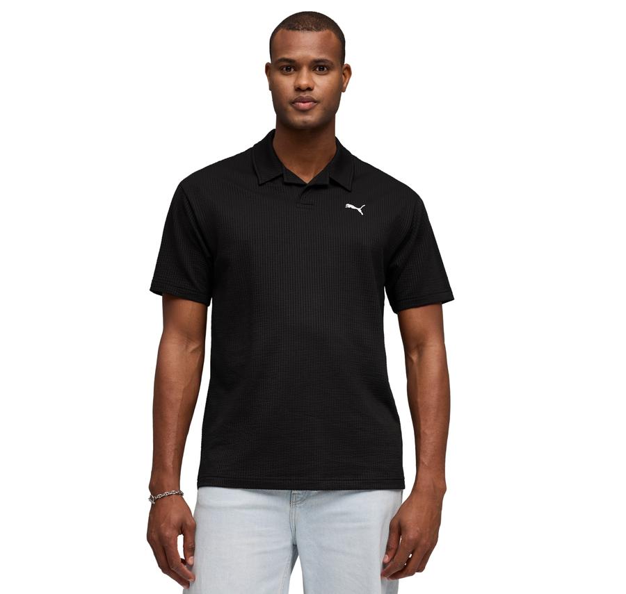 Puma Ess Elevated Material Polo Erkek T-Shirt Siyah Puma Ess Elevated Material Polo Erkek T-Shirt Siyah