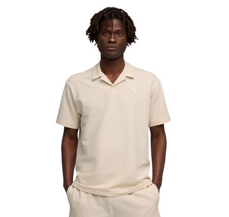 Puma Ess Elevated Material Polo Erkek T-Shirt Krem Puma Ess Elevated Material Polo Erkek T-Shirt Krem