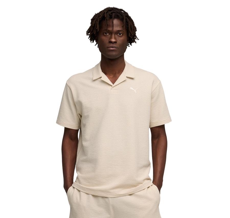 Puma Ess Elevated Material Polo Erkek T-Shirt Krem Puma Ess Elevated Material Polo Erkek T-Shirt Krem
