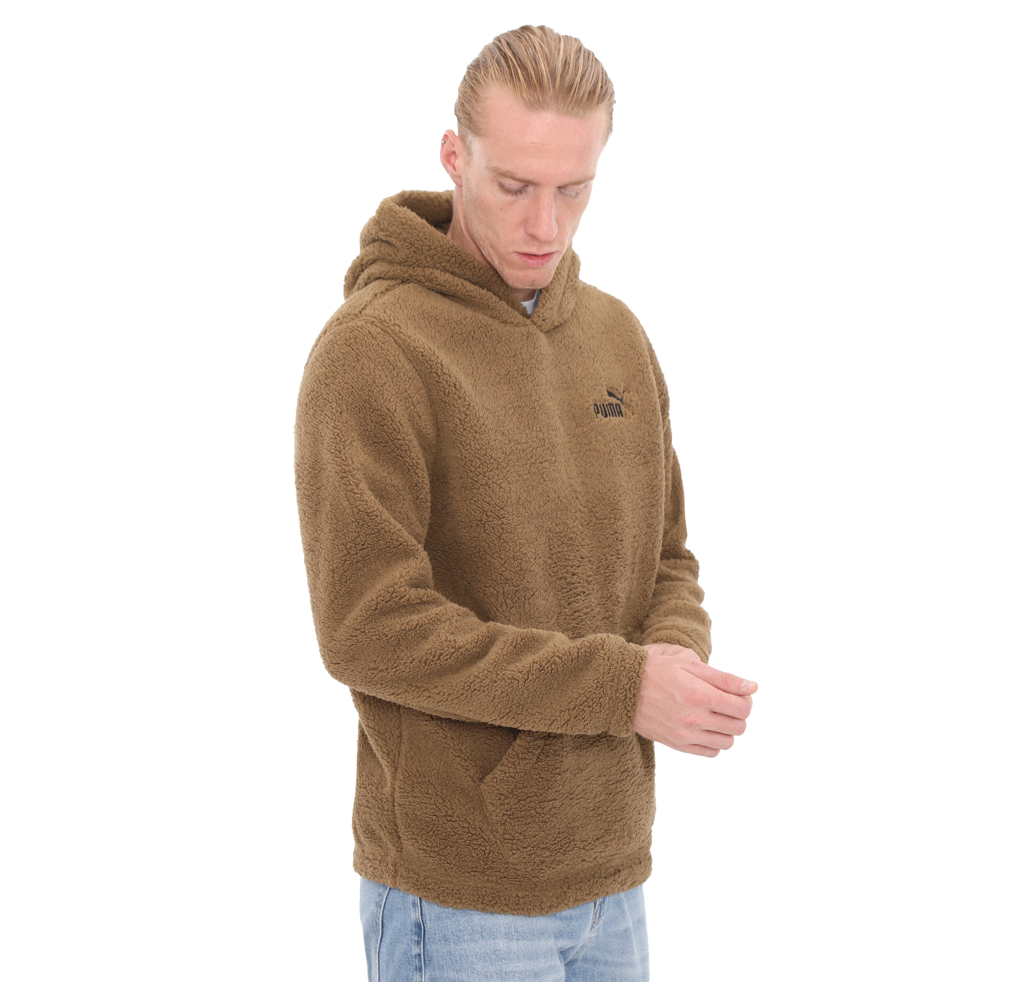 Puma check deals sherpa hoodie