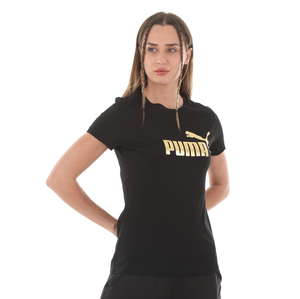 Puma Ess+ Metallic Logo Tee Kadın T-Shirt Siyah 1