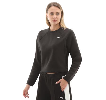 Puma Evostrıpe Comfort Short Crew Kadın Sweatshirt Siyah