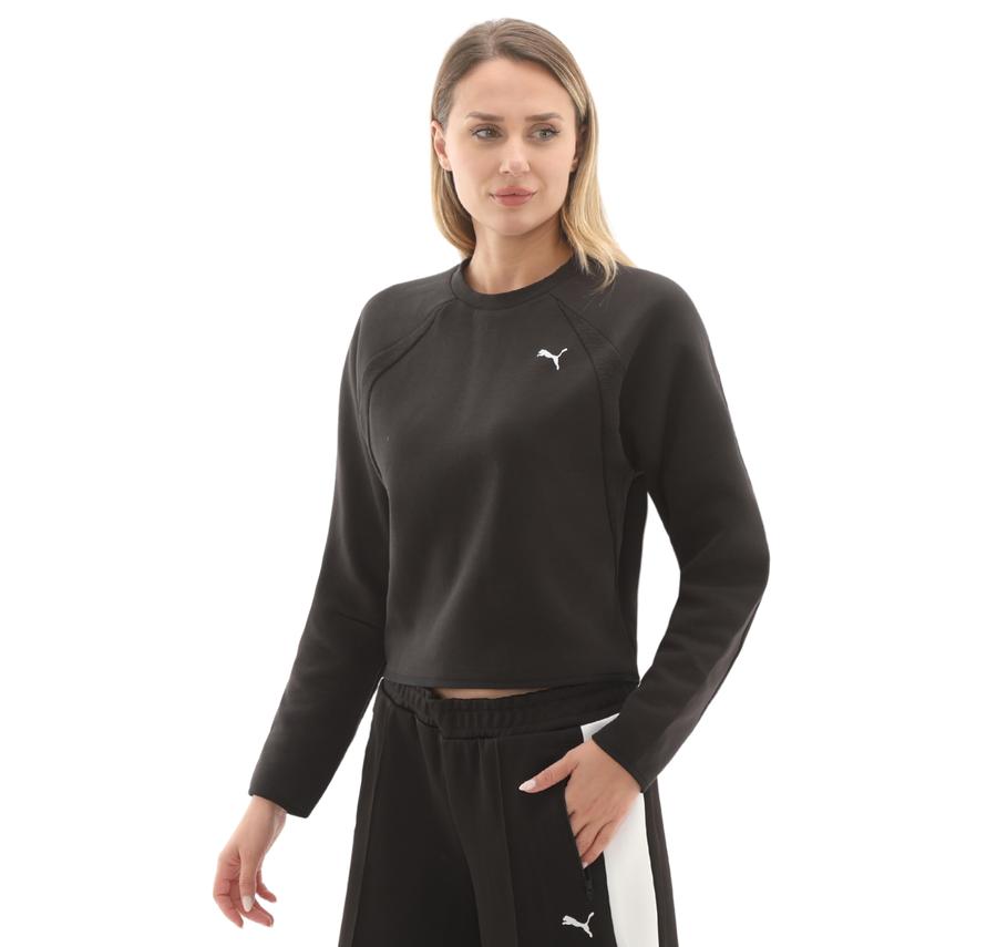 Puma Evostrıpe Comfort Short Crew Kadın Sweatshirt Siyah Puma Evostrıpe Comfort Short Crew Kadın Sweatshirt Siyah