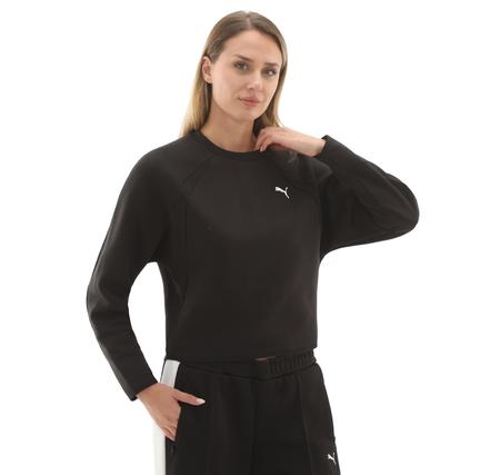 Puma Evostrıpe Comfort Short Crew Kadın Sweatshirt Siyah