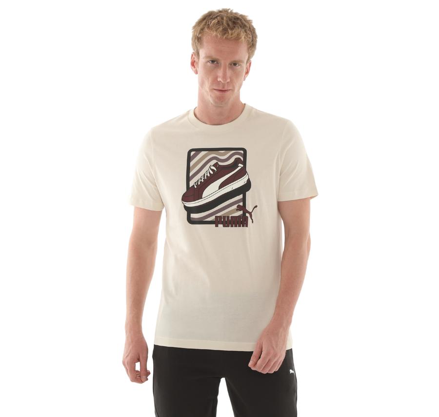 Puma Graphıc Tee Erkek T-Shirt Krem Puma Graphıc Tee Erkek T-Shirt Krem