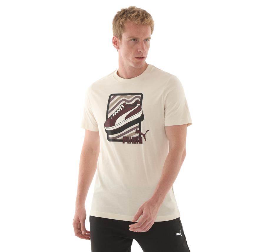 Puma Graphıc Tee Erkek T-Shirt Krem Puma Graphıc Tee Erkek T-Shirt Krem