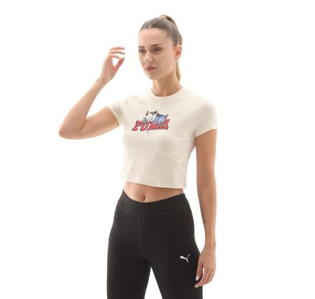 Puma Graphıc Tee Kadın T-Shirt Krem