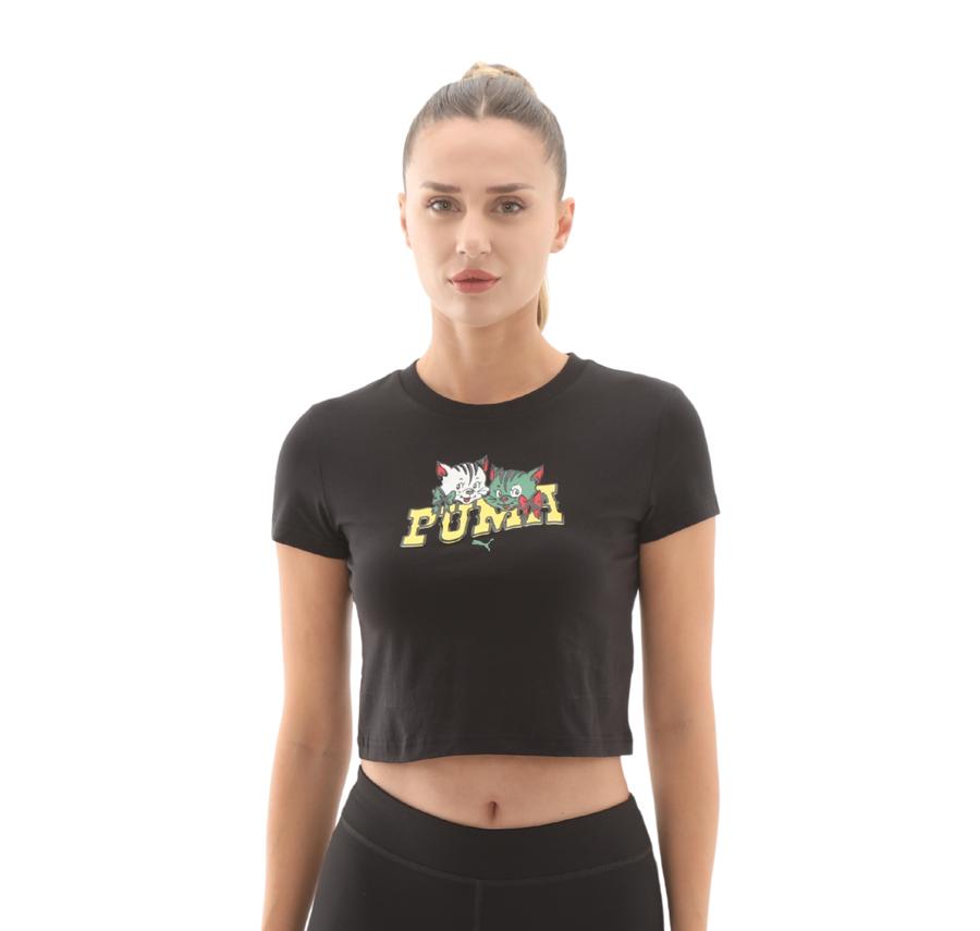 Puma Graphıc Tee Kadın T-Shirt Siyah Puma Graphıc Tee Kadın T-Shirt Siyah