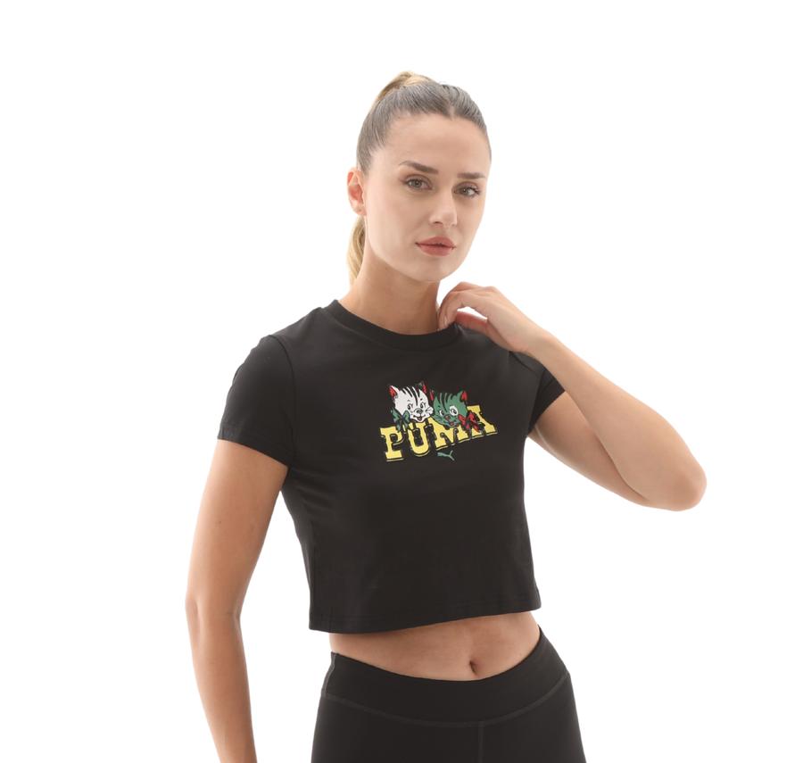 Puma Graphıc Tee Kadın T-Shirt Siyah Puma Graphıc Tee Kadın T-Shirt Siyah