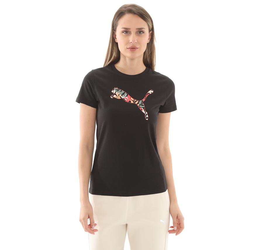 Puma Graphıcs Floral Cat Logo Tee Kadın T-Shirt Siyah Puma Graphıcs Floral Cat Logo Tee Kadın T-Shirt Siyah