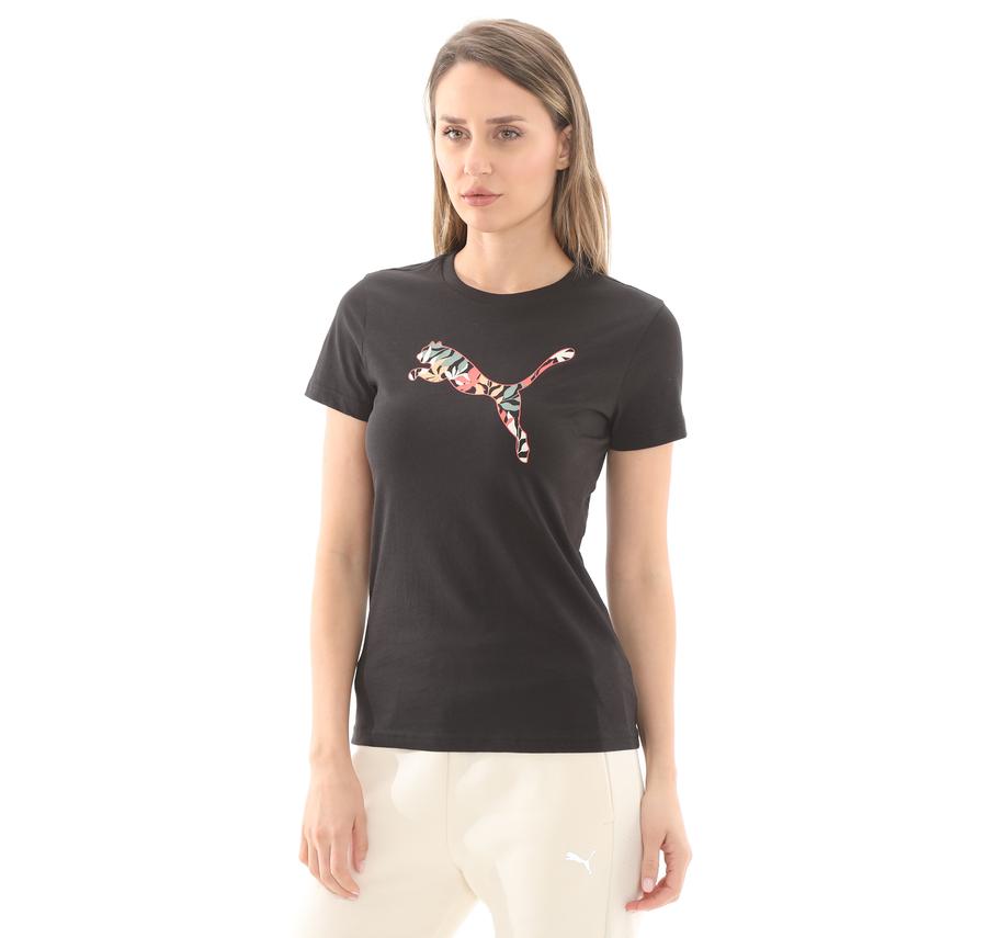Puma Graphıcs Floral Cat Logo Tee Kadın T-Shirt Siyah Puma Graphıcs Floral Cat Logo Tee Kadın T-Shirt Siyah