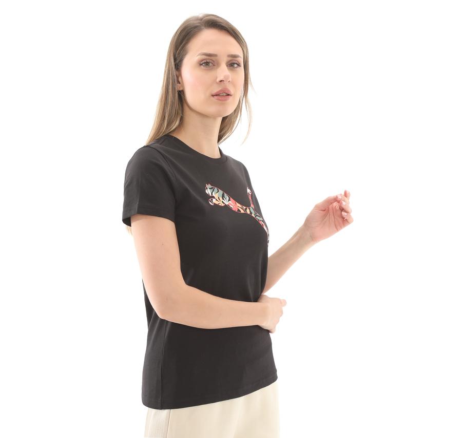 Puma Graphıcs Floral Cat Logo Tee Kadın T-Shirt Siyah Puma Graphıcs Floral Cat Logo Tee Kadın T-Shirt Siyah