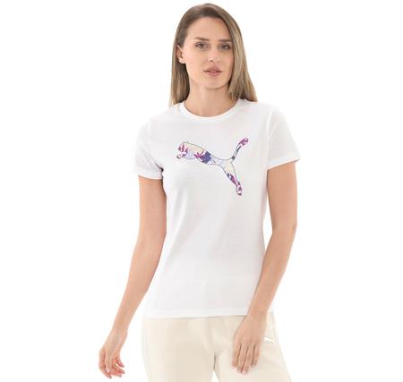 Puma Graphıcs Floral Cat Logo Tee Kadın T-Shirt Beyaz Puma Graphıcs Floral Cat Logo Tee Kadın T-Shirt Beyaz
