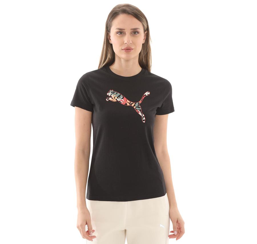 Puma Graphıcs Floral Cat Logo Tee Kadın T-Shirt Siyah Puma Graphıcs Floral Cat Logo Tee Kadın T-Shirt Siyah